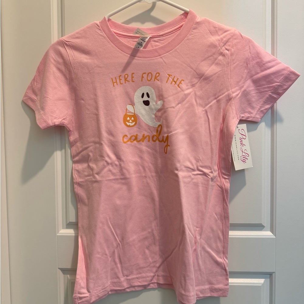 Here For The Candy Halloween Cute Pink T-Shirt Pink Lilly  Size 6 8 Kids Girls